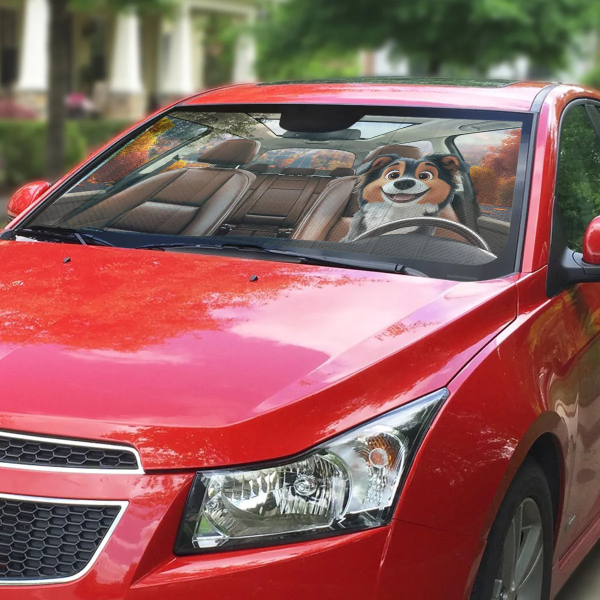 Dog Drives Car - Personalized Custom Car Sunshade - Image 3