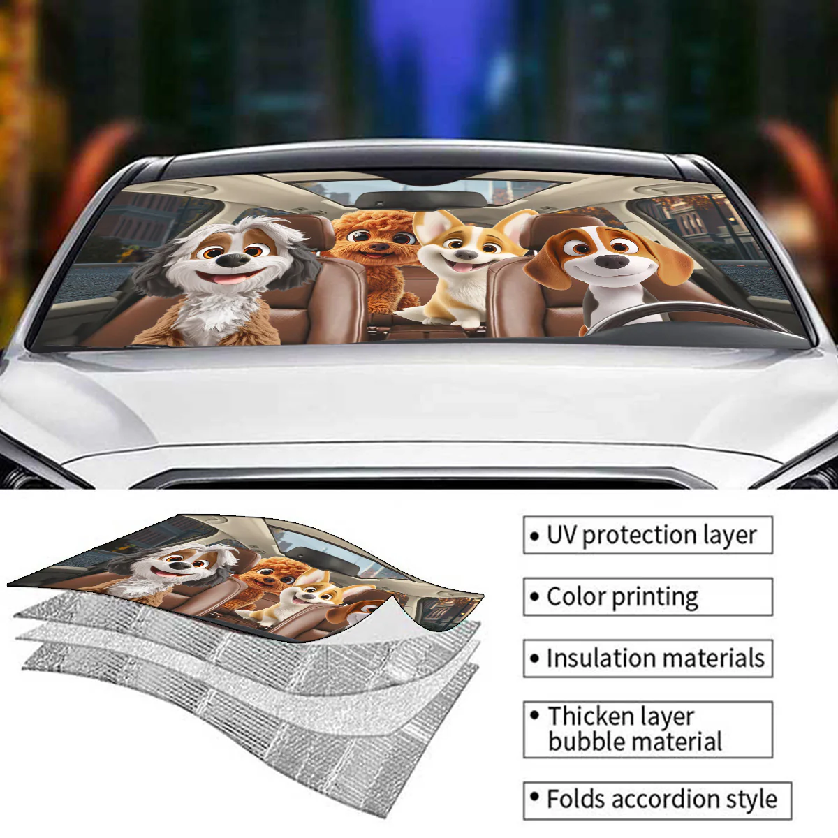 Dog Drives Car - Personalized Custom Car Sunshade - Image 5