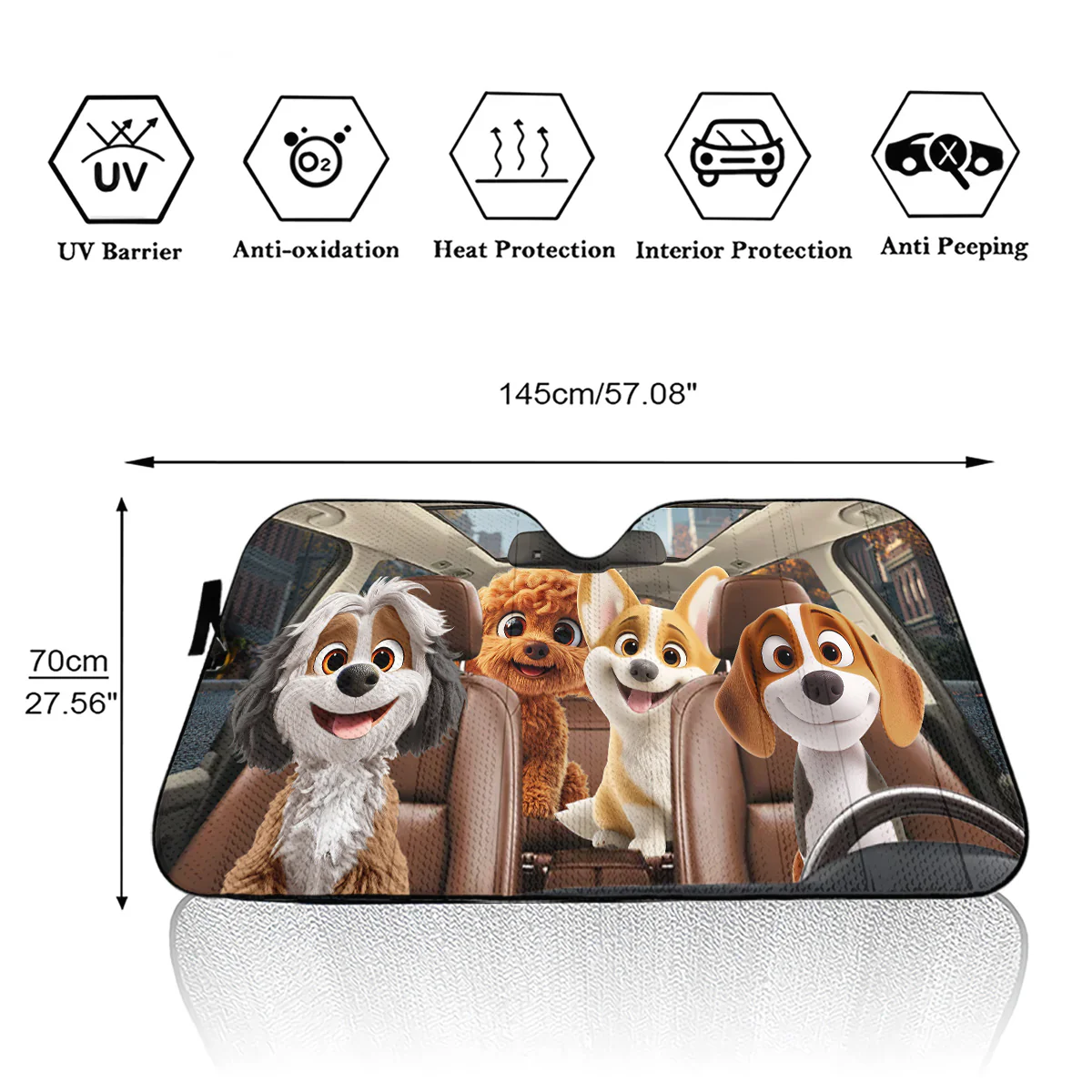 Dog Drives Car - Personalized Custom Car Sunshade - Image 6