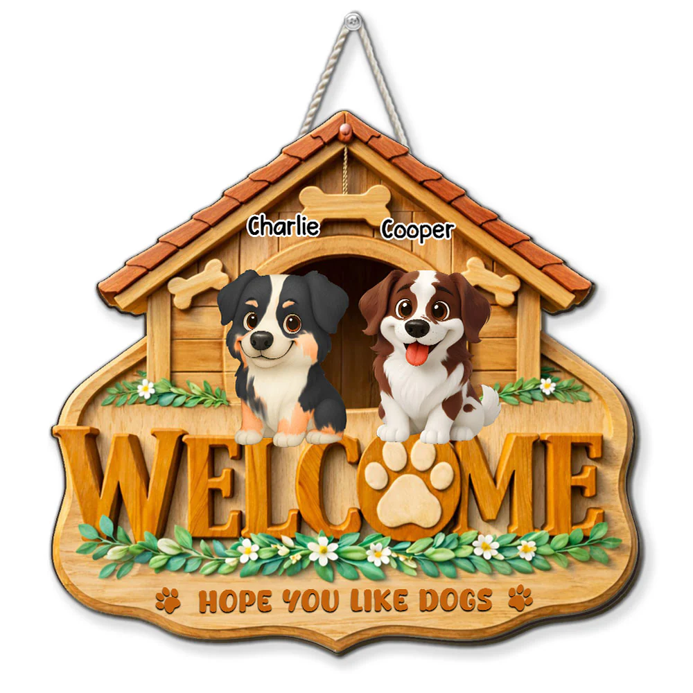 Dog Home Right Here - Personalized Custom Wood Sign