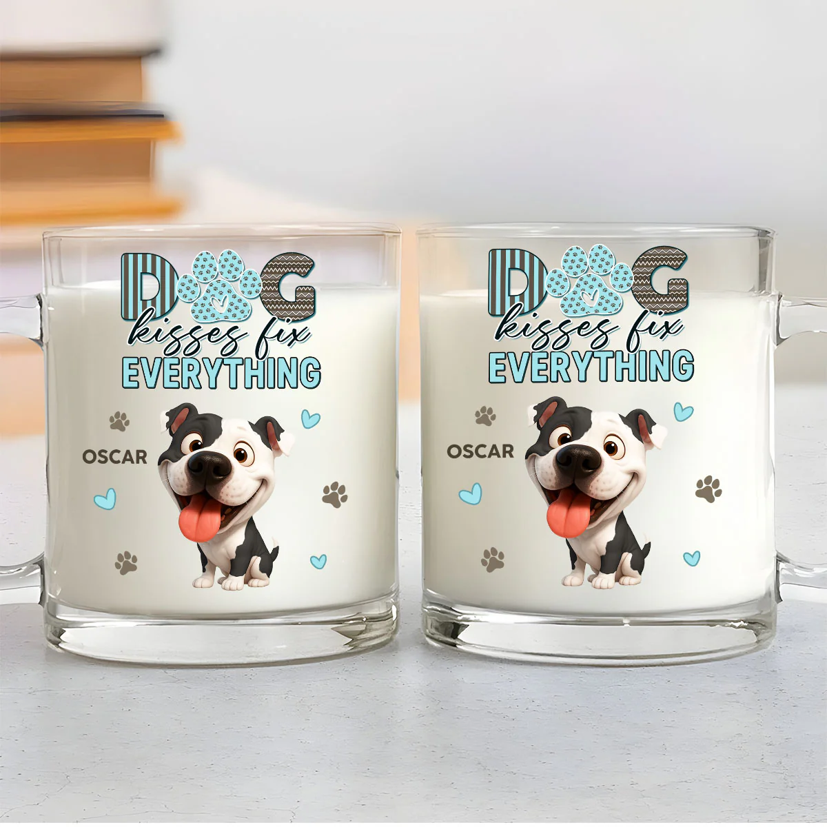 Dog Kisses Above All - Personalized Custom Glass Mug - Image 2