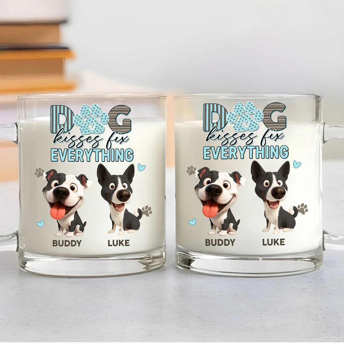 Dog Kisses Above All - Personalized Custom Glass Mug - Image 3