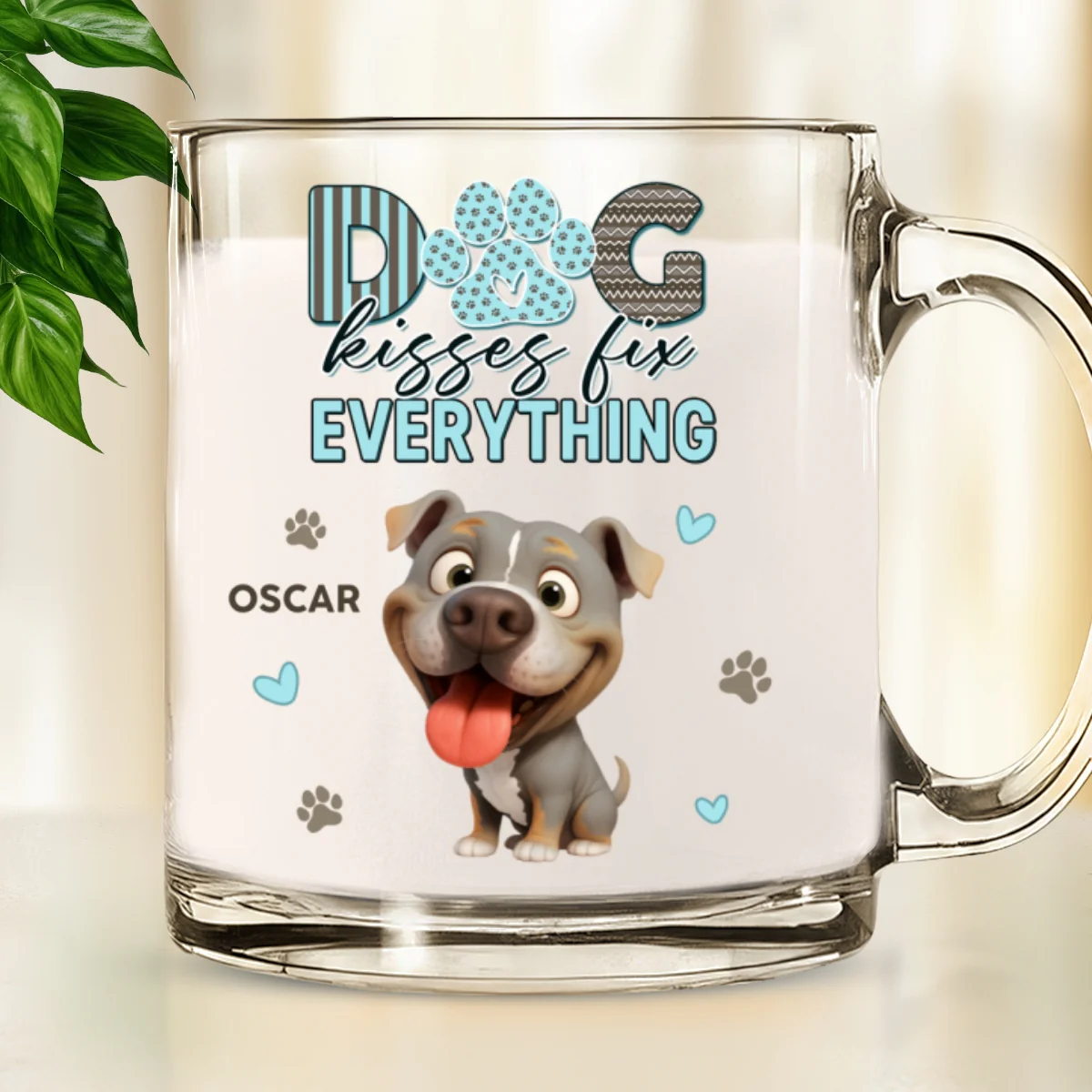 Dog Kisses Above All - Personalized Custom Glass Mug - Image 6