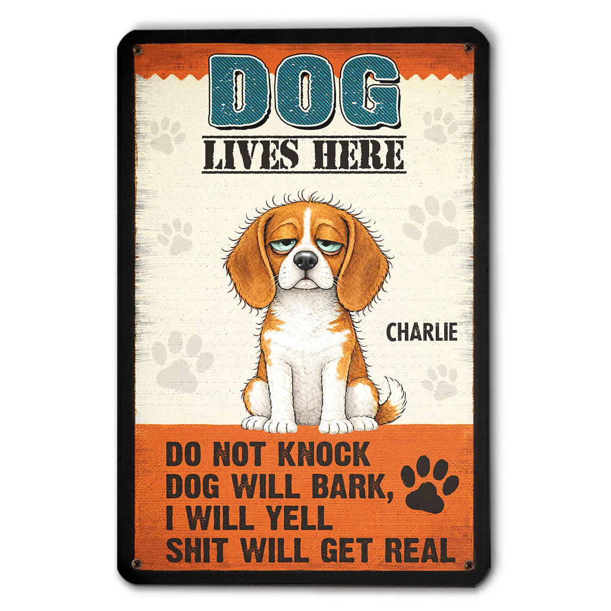 Dog Lives Here - Personalized Custom Metal Sign