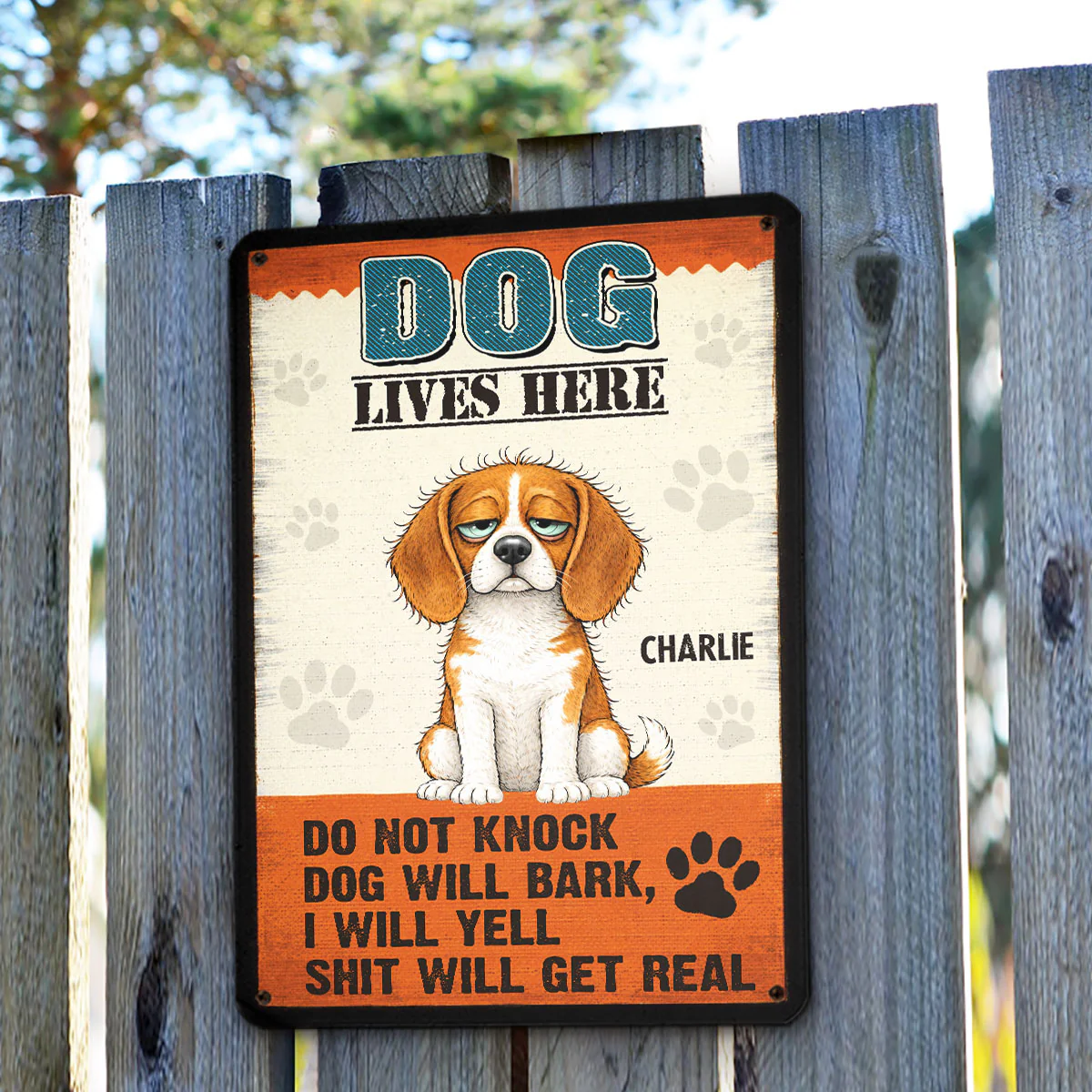 Dog Lives Here - Personalized Custom Metal Sign - Image 2
