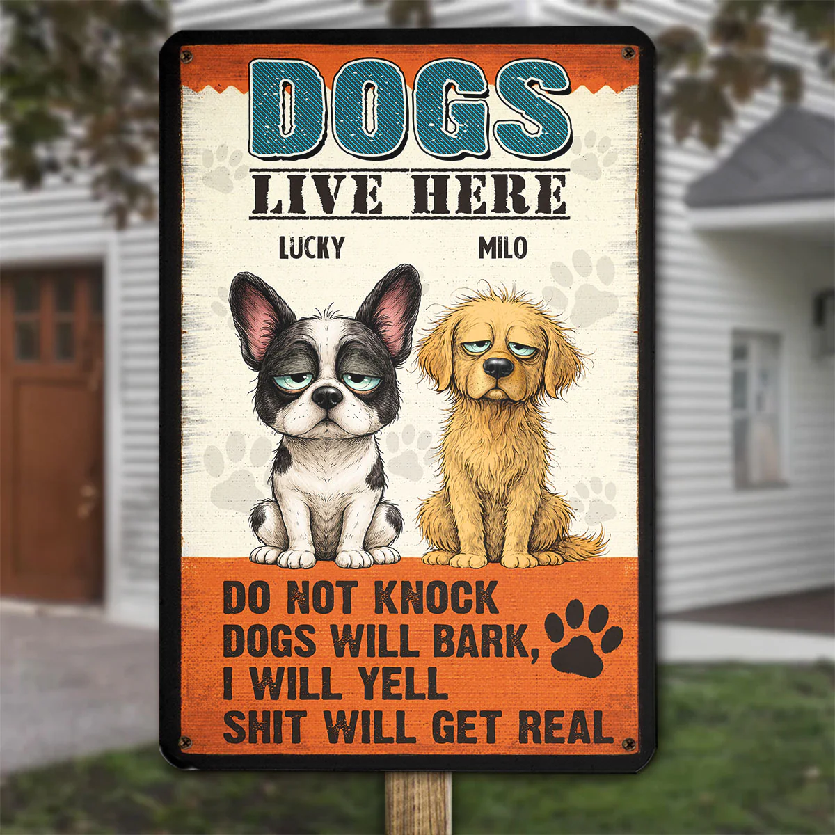 Dog Lives Here - Personalized Custom Metal Sign - Image 3