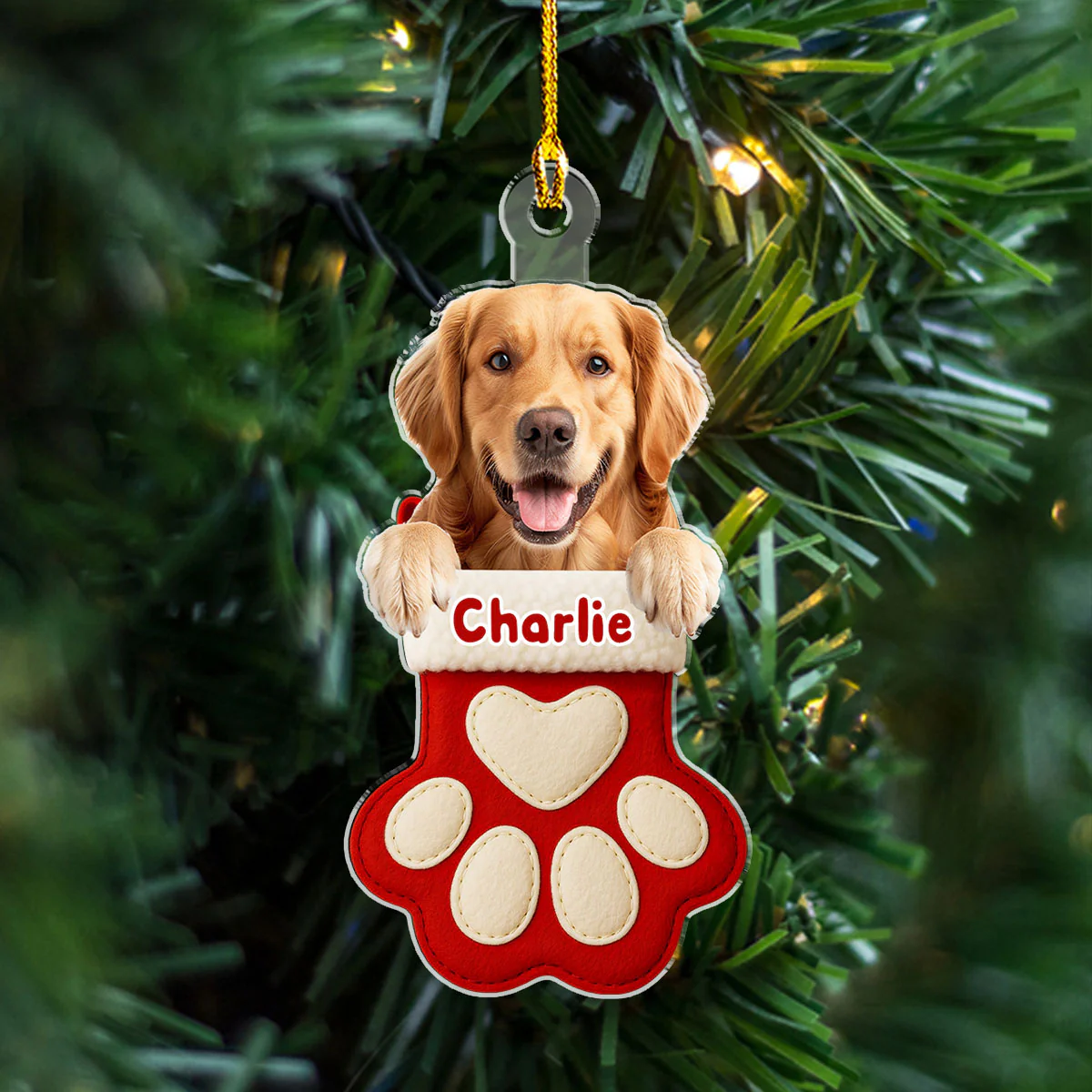 Dog Love In Stocking Ver Photo - Personalized Custom Acrylic Ornament - Image 3