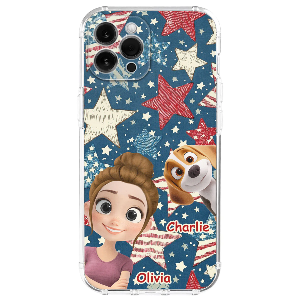 Dog Mom American Star - Personalized Custom Phone Case