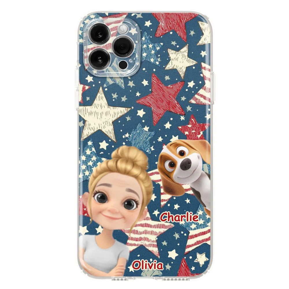 Dog Mom American Star - Personalized Custom Phone Case - Image 12