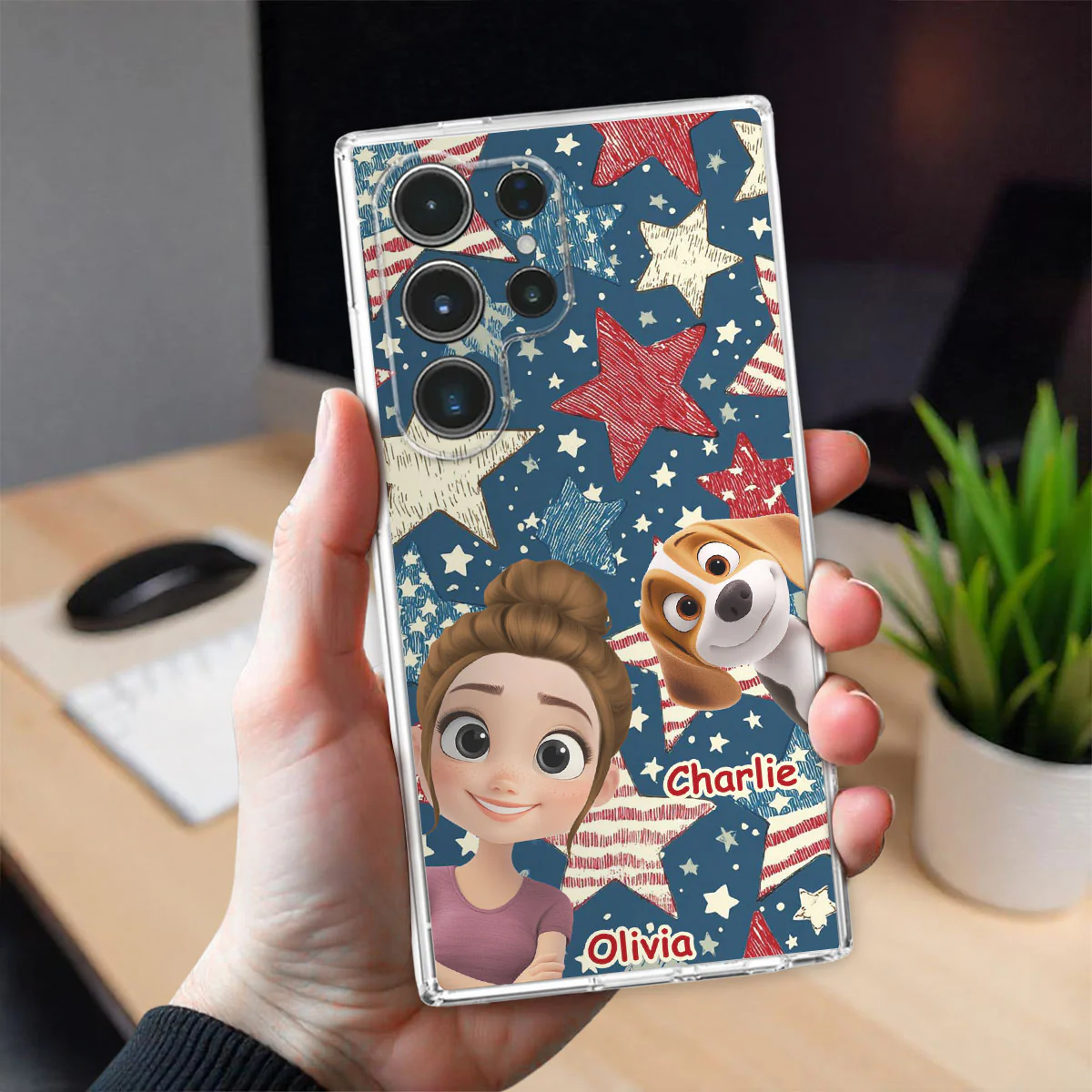 Dog Mom American Star - Personalized Custom Phone Case - Image 4