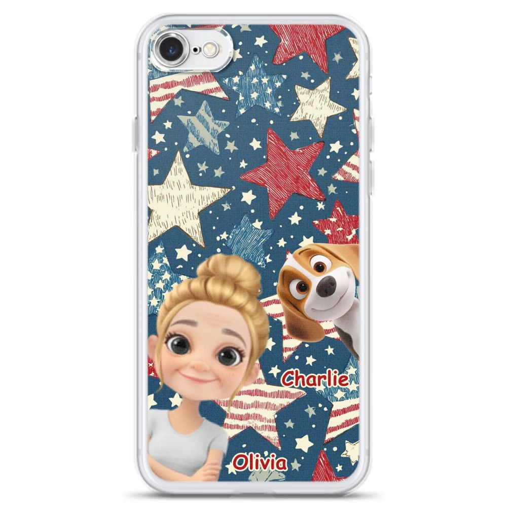 Dog Mom American Star - Personalized Custom Phone Case - Image 5