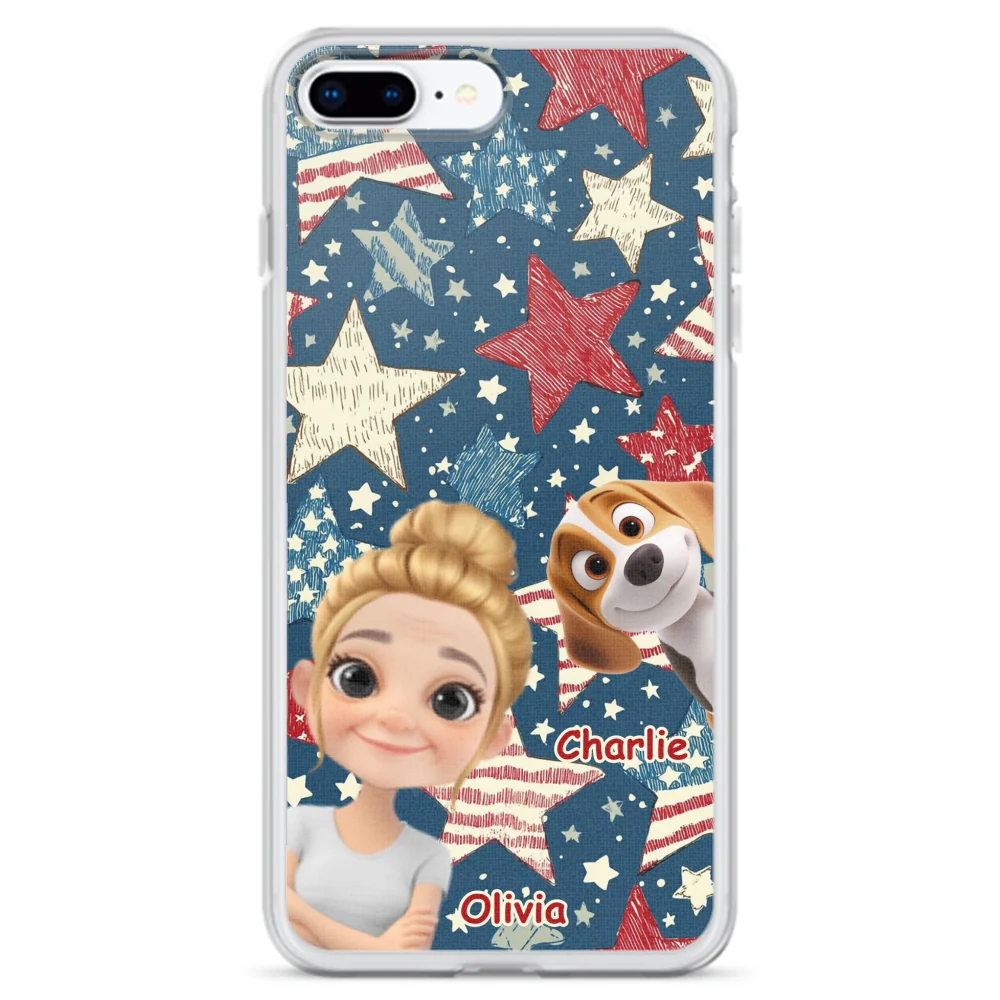 Dog Mom American Star - Personalized Custom Phone Case - Image 6