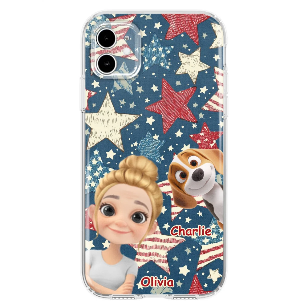Dog Mom American Star - Personalized Custom Phone Case - Image 7