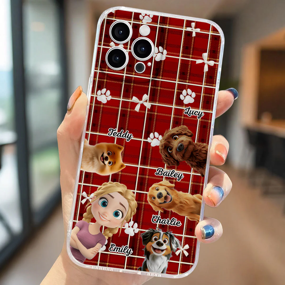 Dog Mom Bow Paw - Personalized Custom Phone Case - Image 2