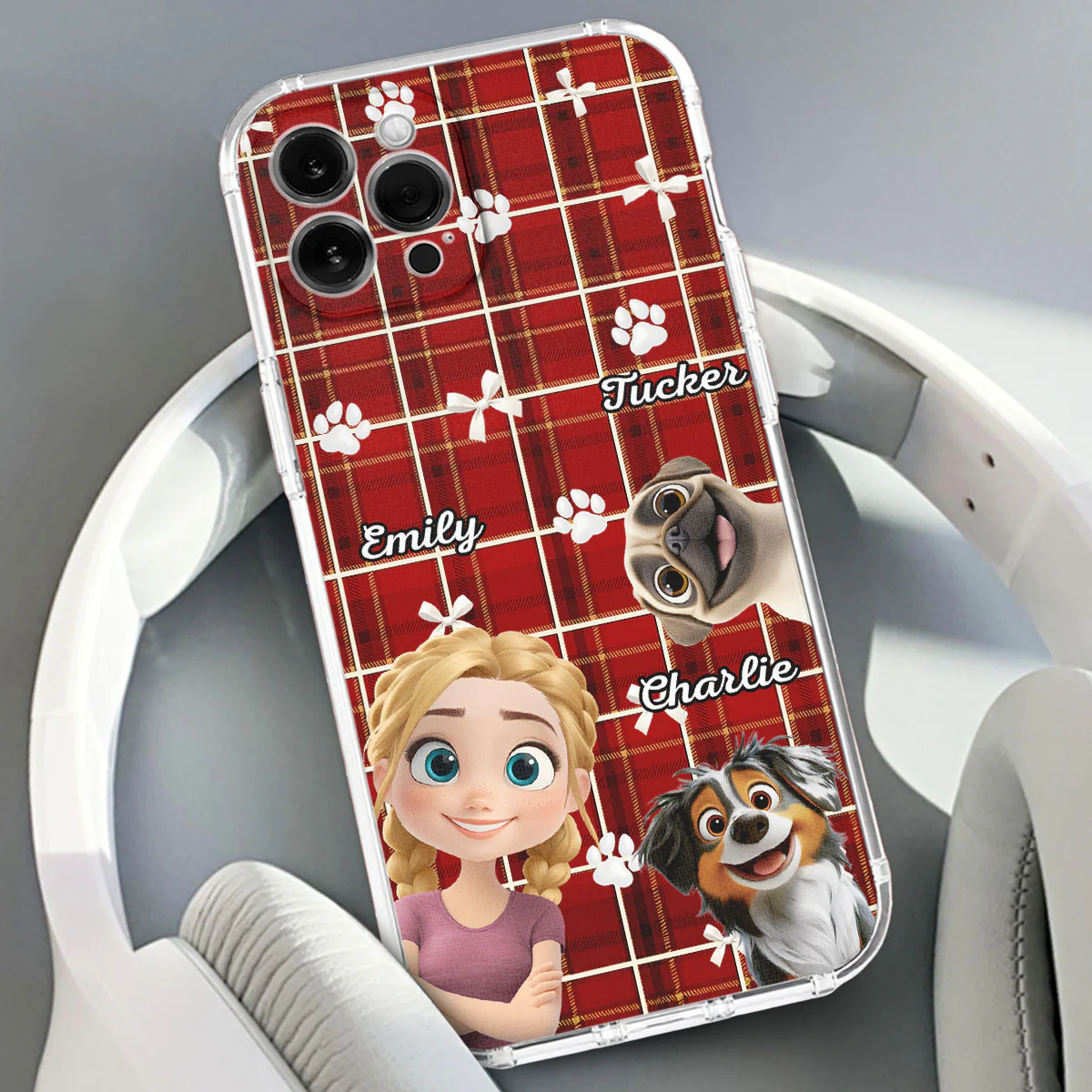 Dog Mom Bow Paw - Personalized Custom Phone Case - Image 4