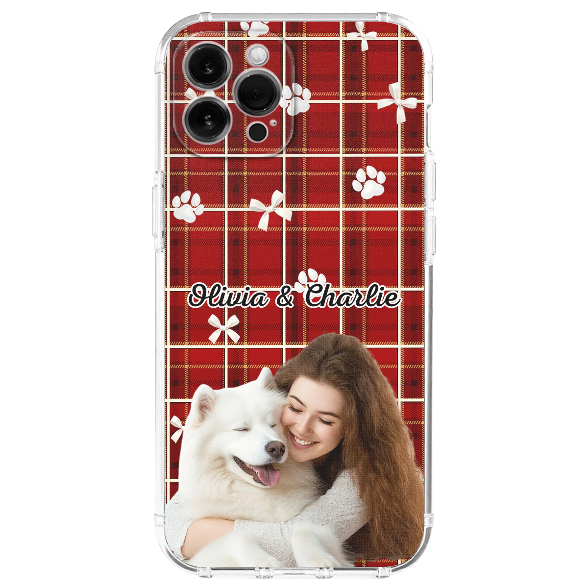 Dog Mom Bow Paw Photo - Personalized Custom Phone Case