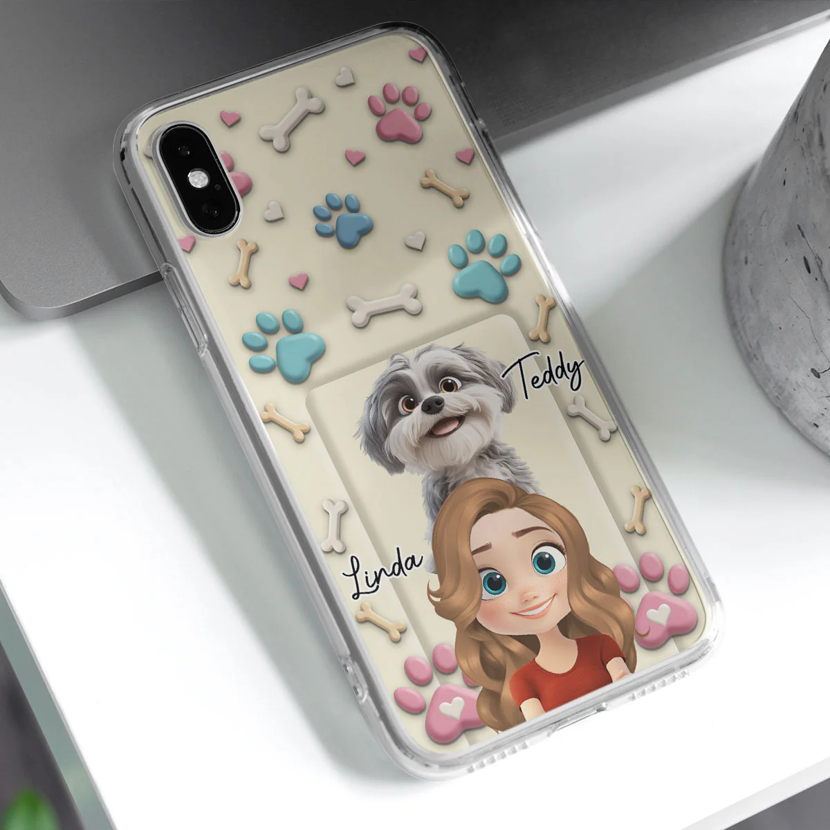 Dog Mom Cartoon - Personalized Custom 3D Effect Phone Case - Image 2