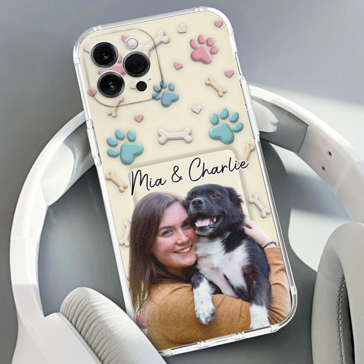 Dog Mom Cartoon Photo - Personalized Custom 3D Effect Phone Case