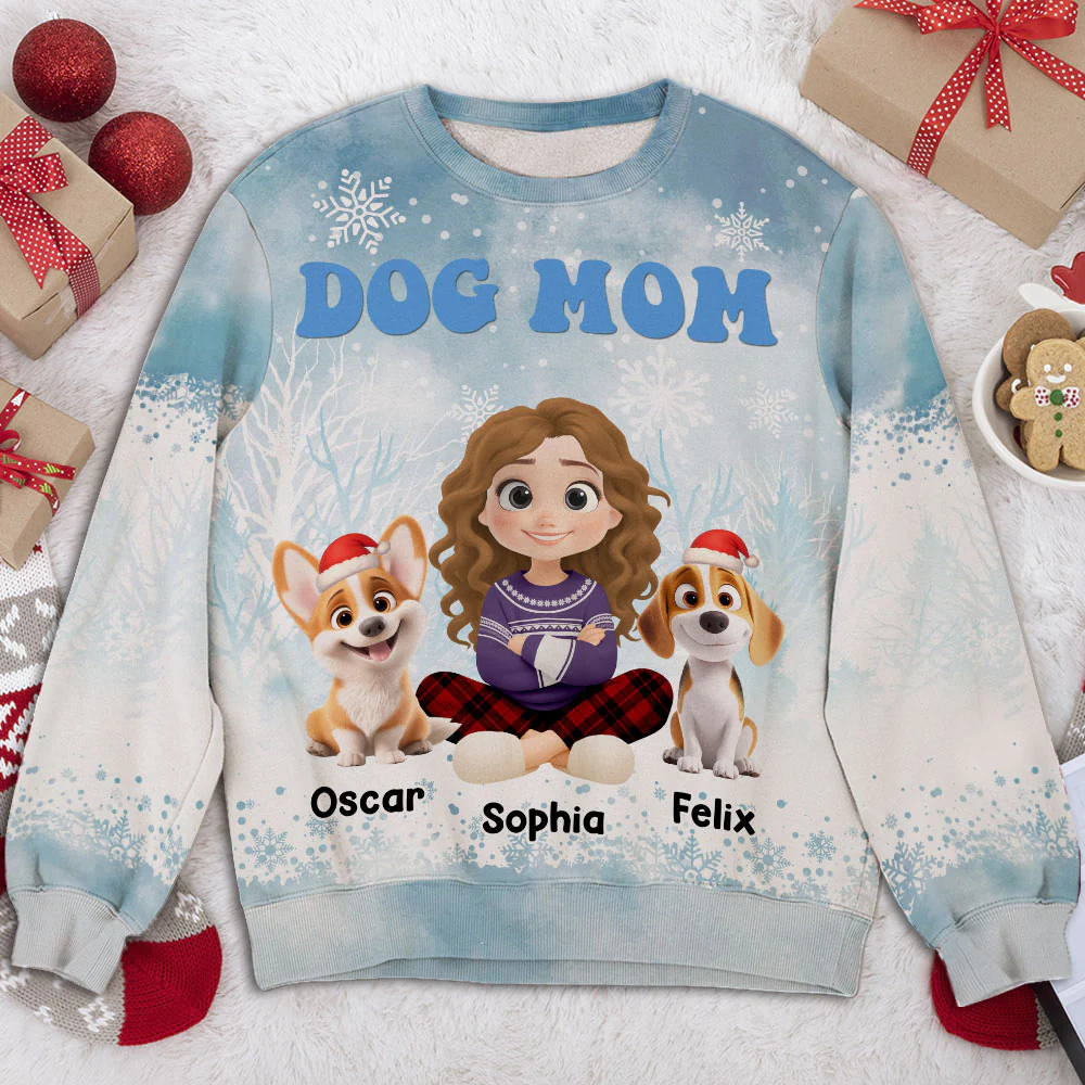 Dog Mom Christmas 2025 - Personalized Custom All-Over-Print Sweatshirt - Image 2