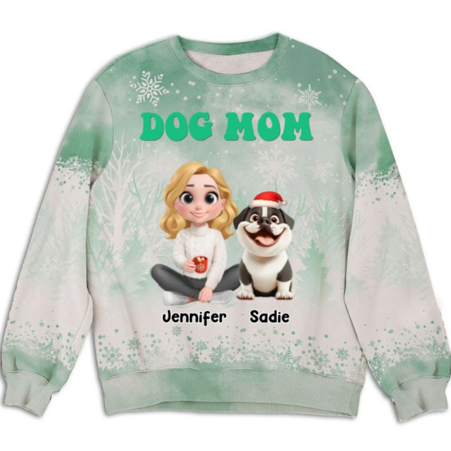 Dog Mom Christmas 2025 - Personalized Custom All-Over-Print Sweatshirt - Image 7