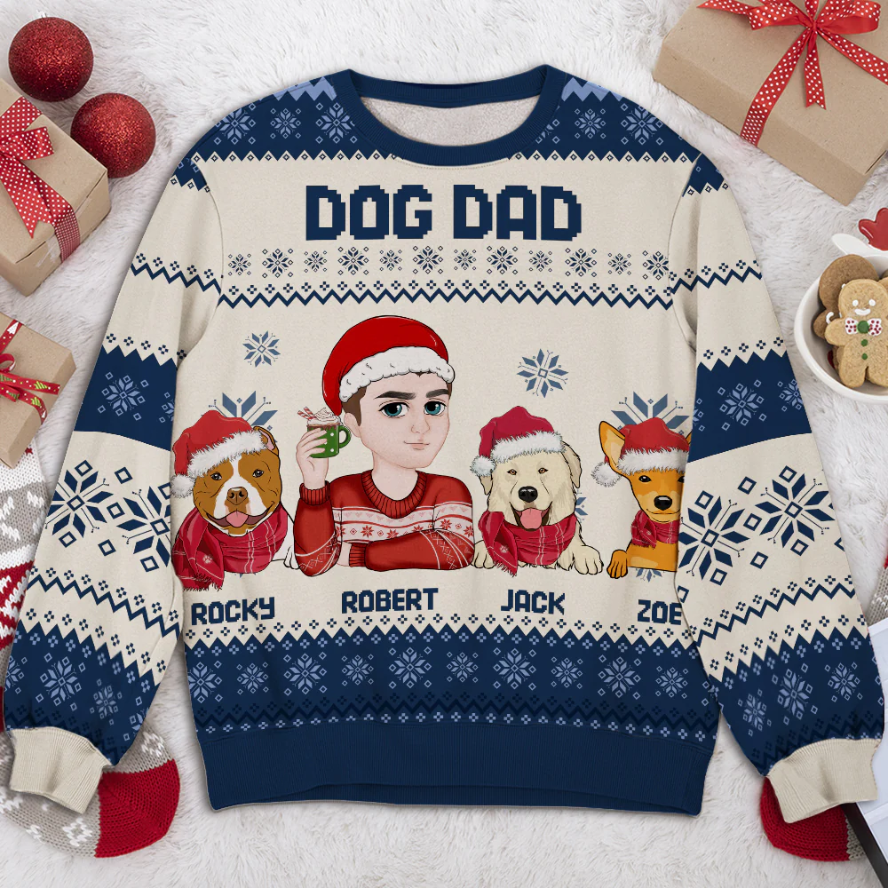 Dog Mom Christmas - Personalized Custom All-Over-Print Sweatshirt - Image 3
