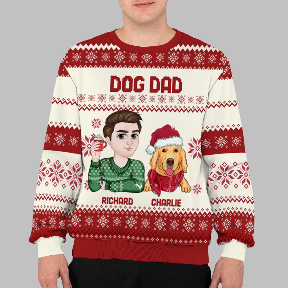 Dog Mom Christmas - Personalized Custom All-Over-Print Sweatshirt - Image 4