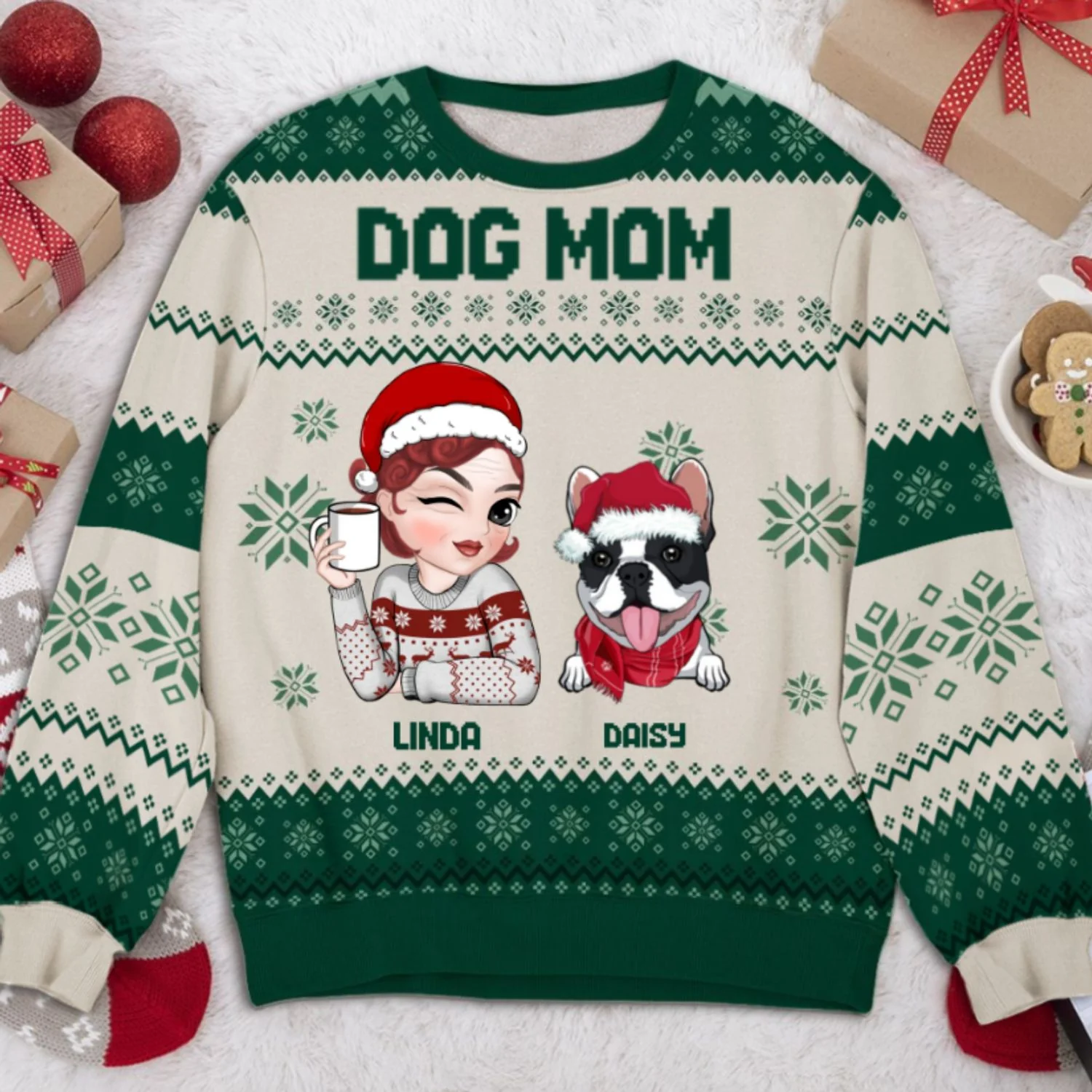 Dog Mom Christmas - Personalized Custom All-Over-Print Sweatshirt - Image 7