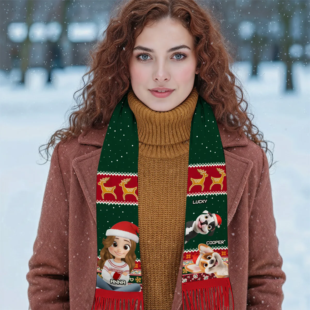 Dog Mom Christmas - Personalized Custom Scarf - Image 4
