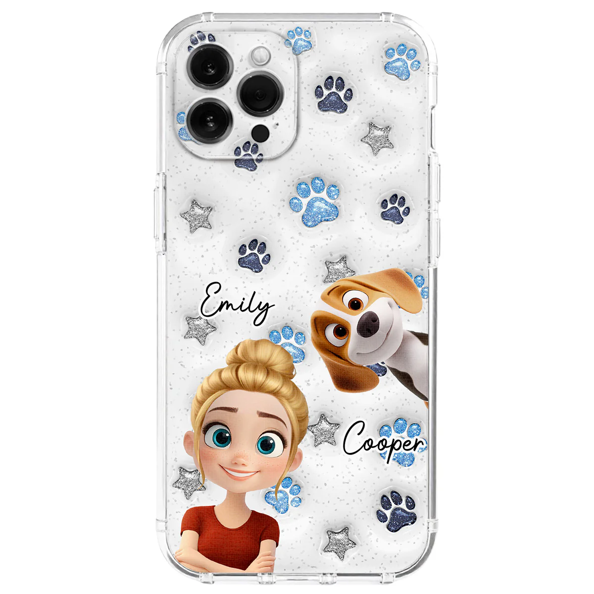 Dog Mom Dad Blue Star - Personalized Custom 3D Inflated Effect Phone Case
