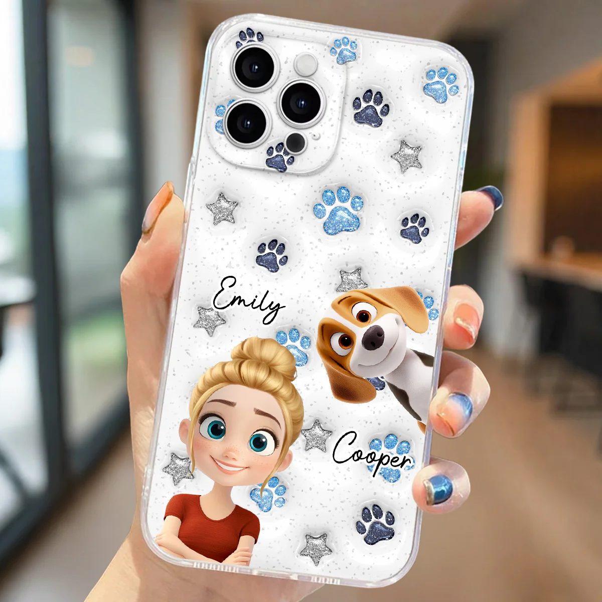 Dog Mom Dad Blue Star - Personalized Custom 3D Inflated Effect Phone Case - Image 4