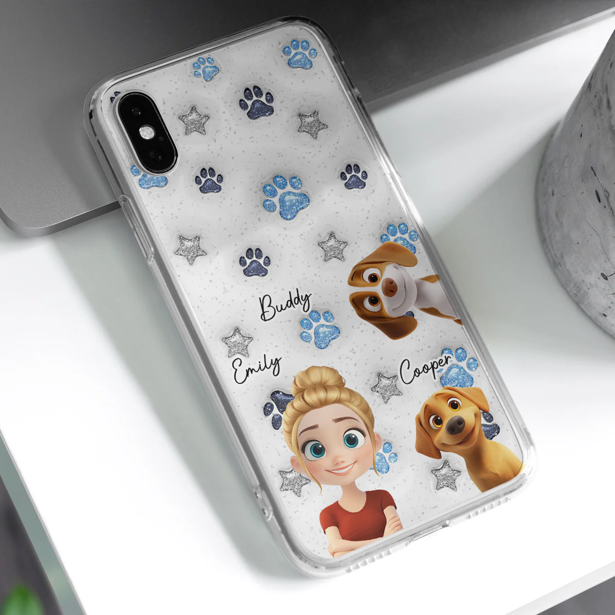 Dog Mom Dad Blue Star - Personalized Custom 3D Inflated Effect Phone Case - Image 5