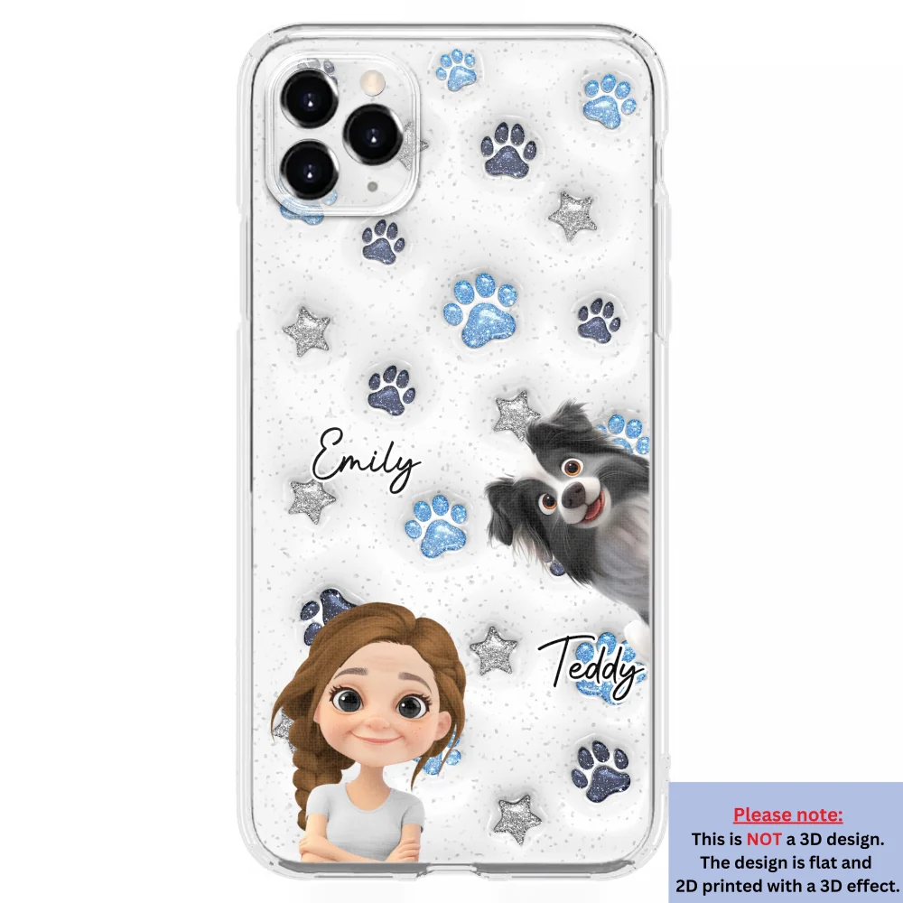 Dog Mom Dad Blue Star - Personalized Custom 3D Inflated Effect Phone Case - Image 9