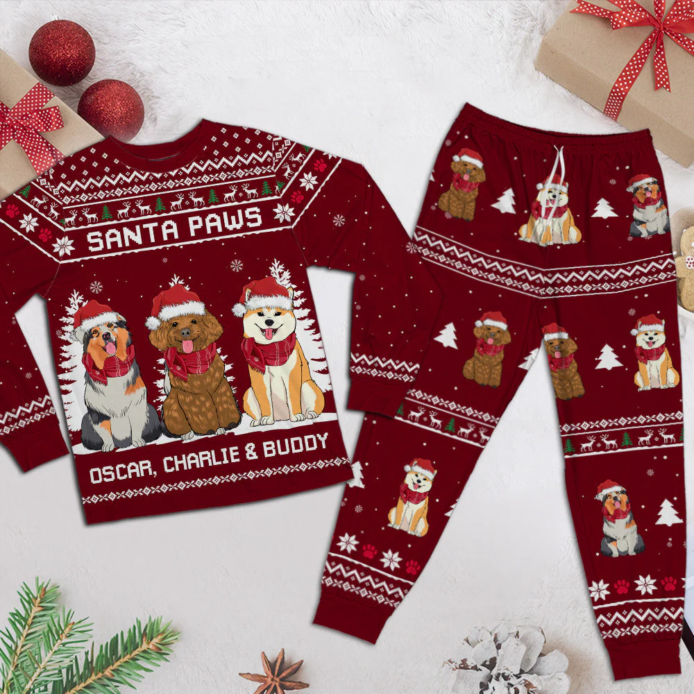 Dog Mom Dad Christmas - Personalized Custom Matching Pajama Set - Image 3
