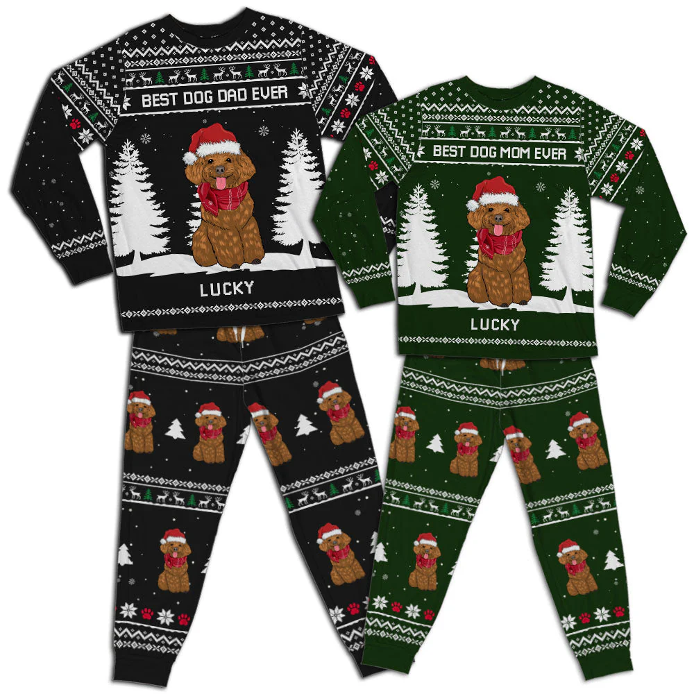 Dog Mom Dad Christmas - Personalized Custom Matching Pajama Set - Image 4