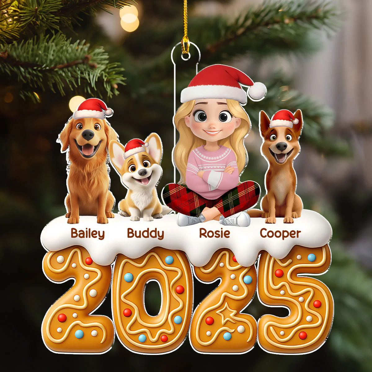 Dog Mom Dad Of The Year - Personalized Custom Acrylic Ornament - Image 4