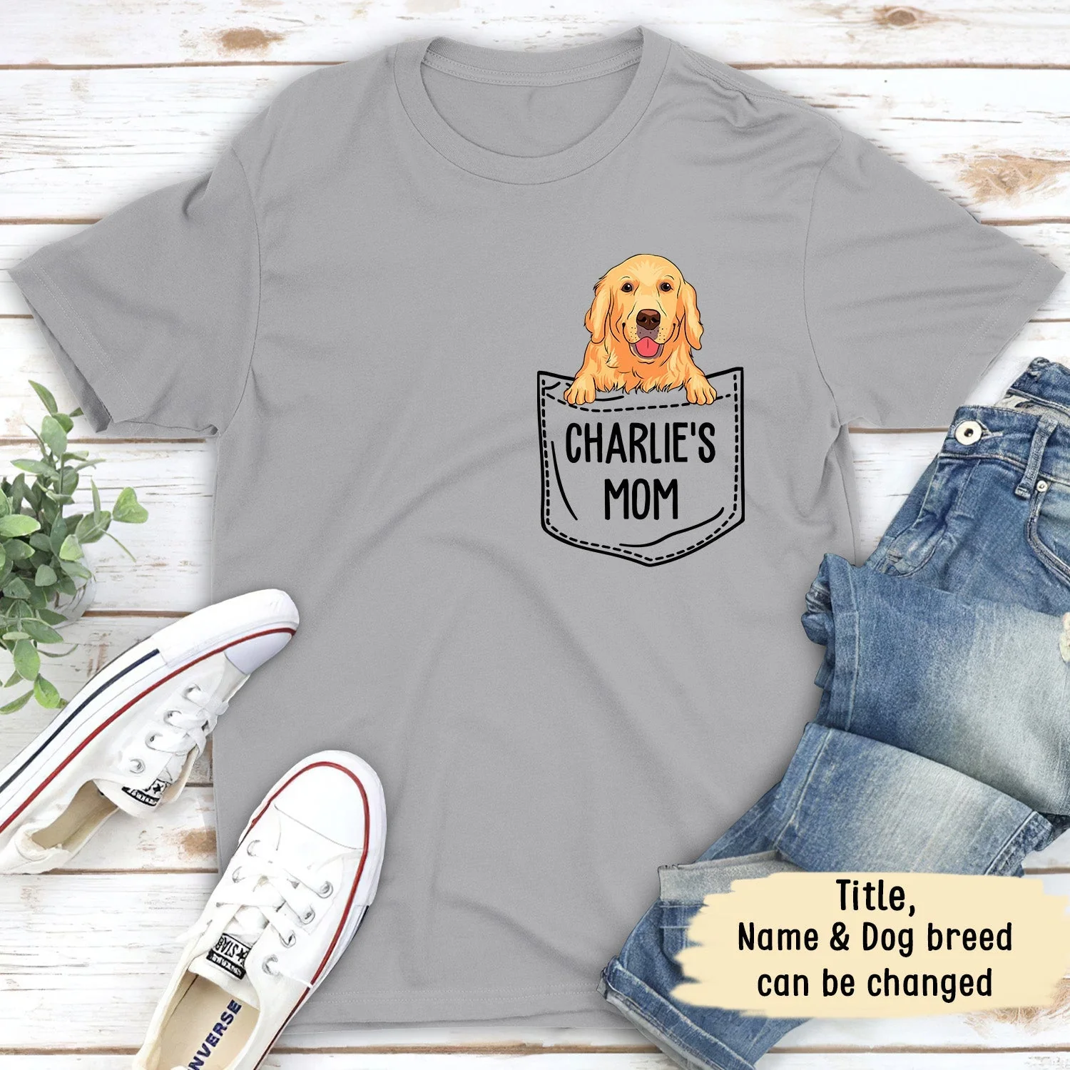 Pocket Dog Mom/ Dad - Personalized Custom Unisex T-shirt - Image 4