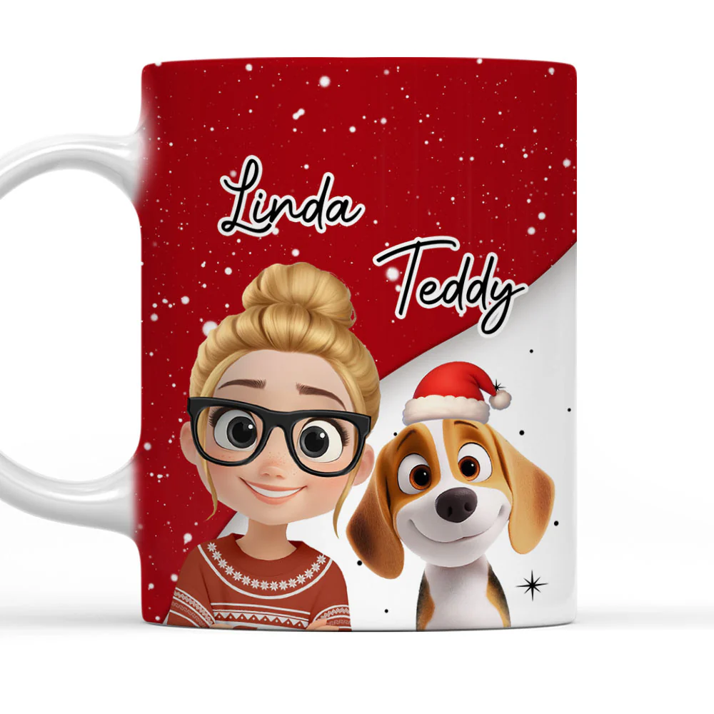 Dog Mom Dad Red White - Personalized Custom Coffee Mug