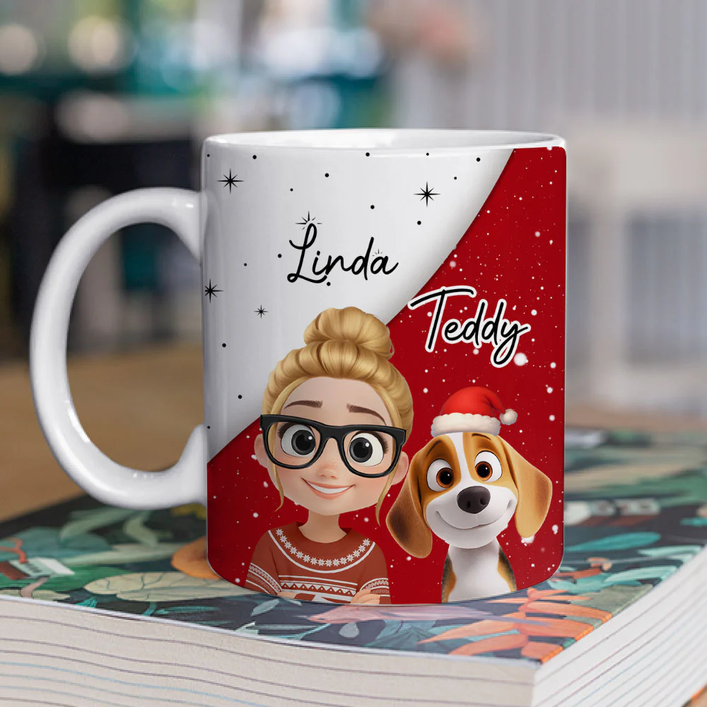 Dog Mom Dad Red White - Personalized Custom Coffee Mug - Image 2