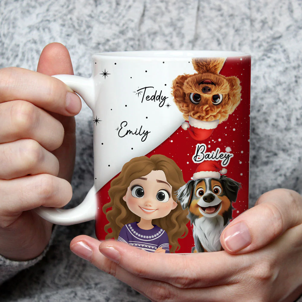 Dog Mom Dad Red White - Personalized Custom Coffee Mug - Image 3