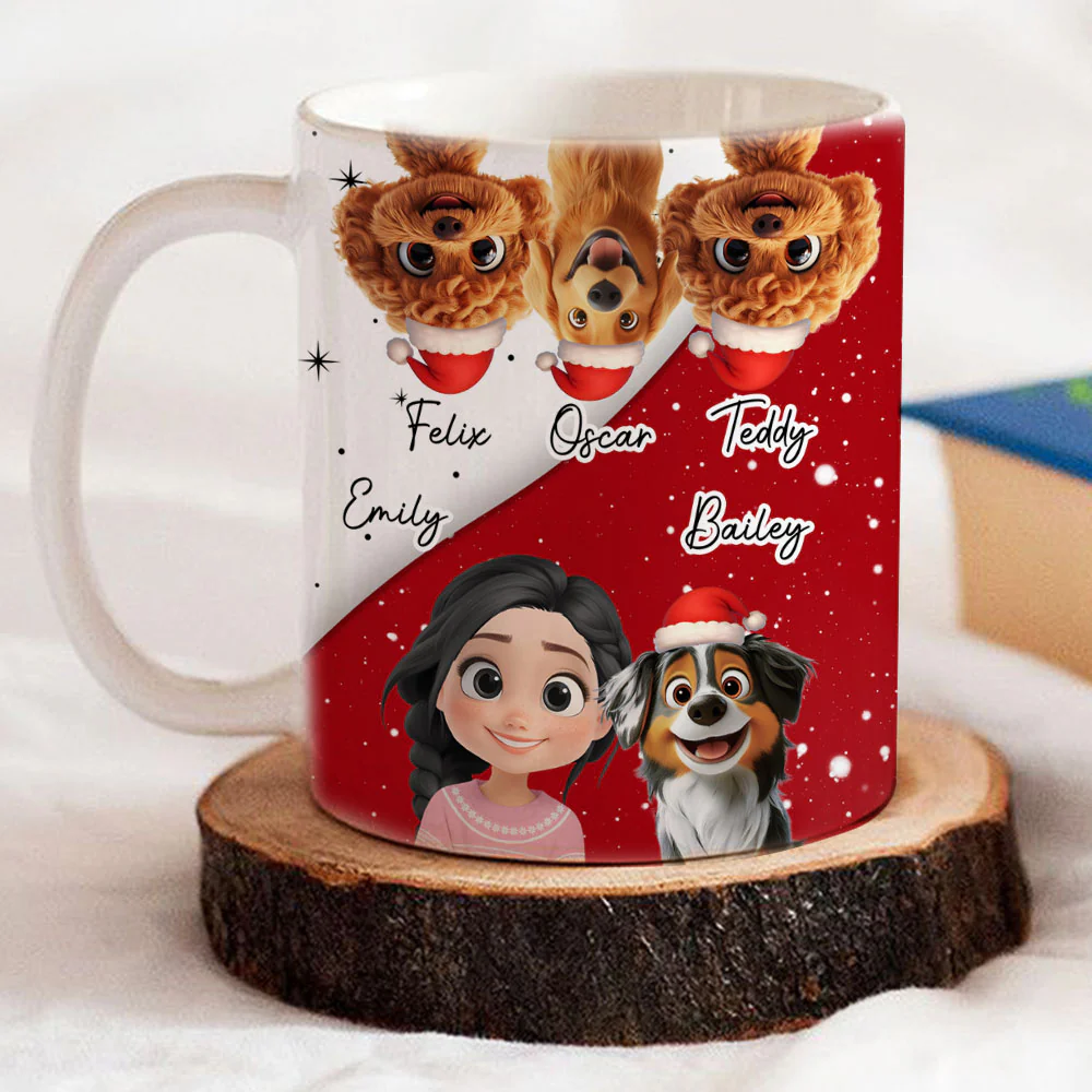 Dog Mom Dad Red White - Personalized Custom Coffee Mug - Image 4