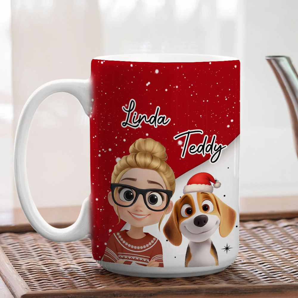 Dog Mom Dad Red White - Personalized Custom Coffee Mug - Image 5