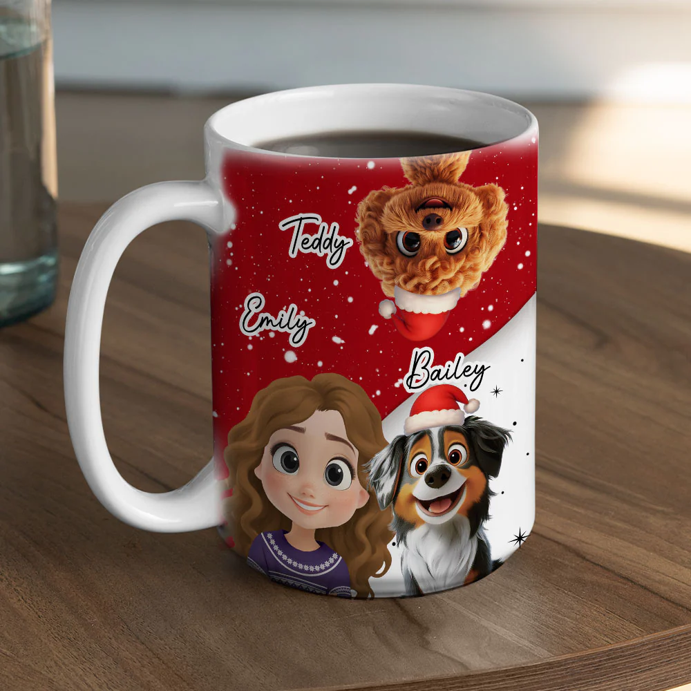Dog Mom Dad Red White - Personalized Custom Coffee Mug - Image 6