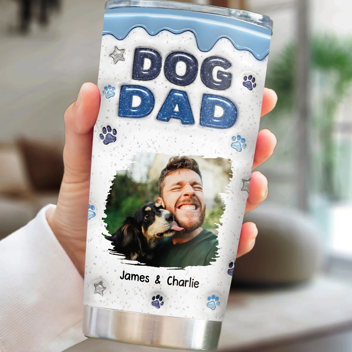 Dog Mom Dad Star Photo - Personalized Custom 3D Inflated Effect Tumbler - Image 2
