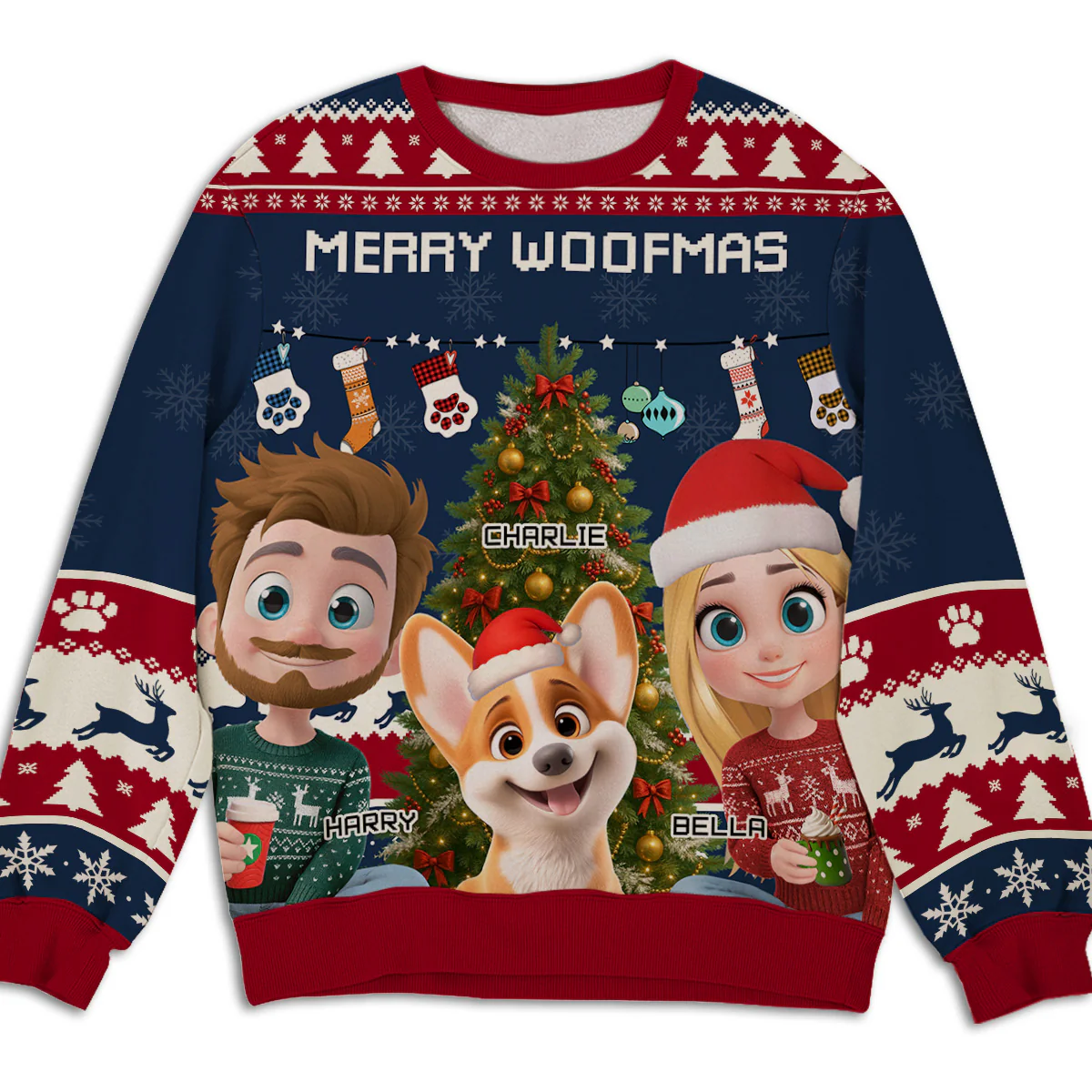 Dog Mom Dad This Pawliday Couple - Personalized Custom All-Over-Print Sweatshirt
