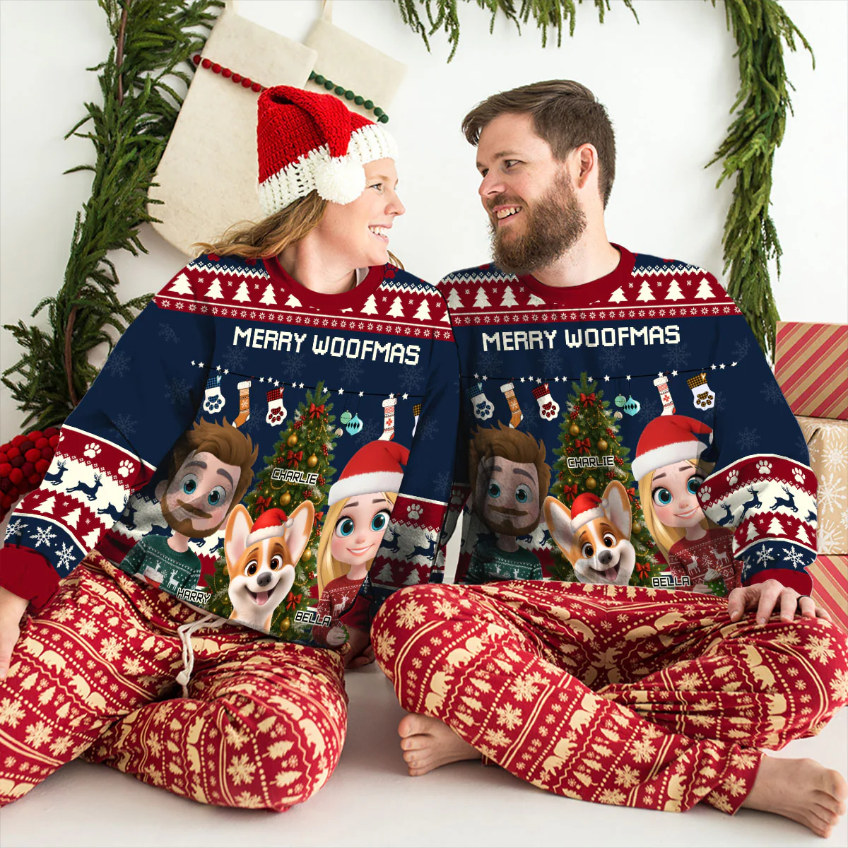 Dog Mom Dad This Pawliday Couple - Personalized Custom All-Over-Print Sweatshirt - Image 3