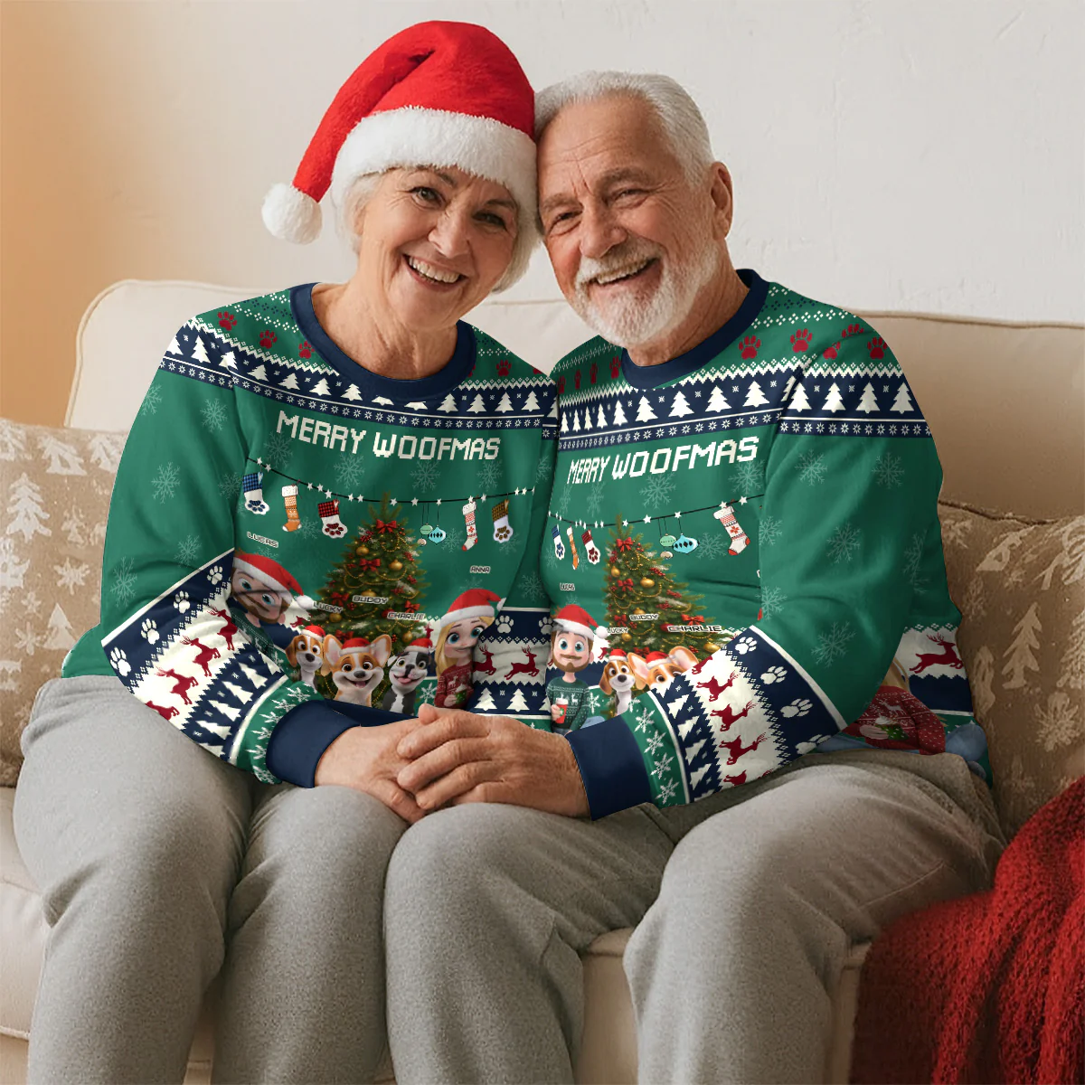 Dog Mom Dad This Pawliday Couple - Personalized Custom All-Over-Print Sweatshirt - Image 4