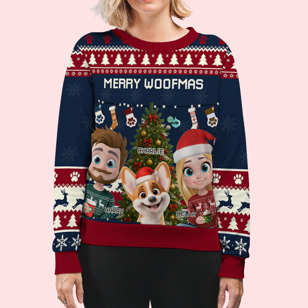 Dog Mom Dad This Pawliday Couple - Personalized Custom All-Over-Print Sweatshirt - Image 7