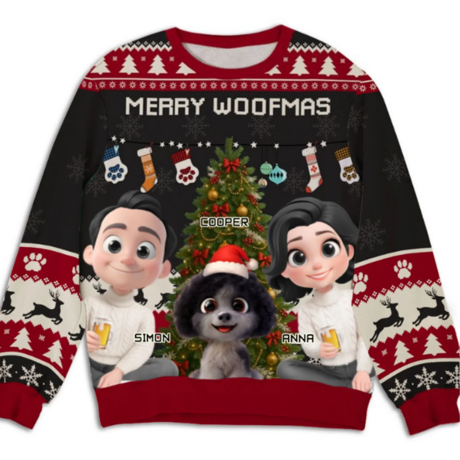 Dog Mom Dad This Pawliday Couple - Personalized Custom All-Over-Print Sweatshirt - Image 9
