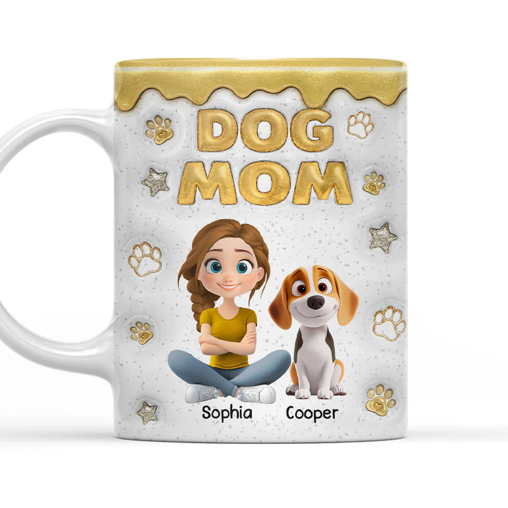Dog Mom Dad Yellow Star - Personalized Custom 3D Inflated Effect Coffee Mug