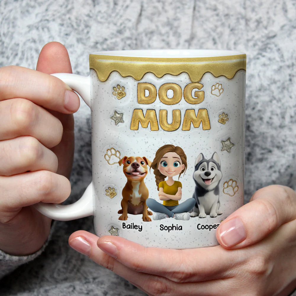 Dog Mom Dad Yellow Star - Personalized Custom 3D Inflated Effect Coffee Mug - Image 3